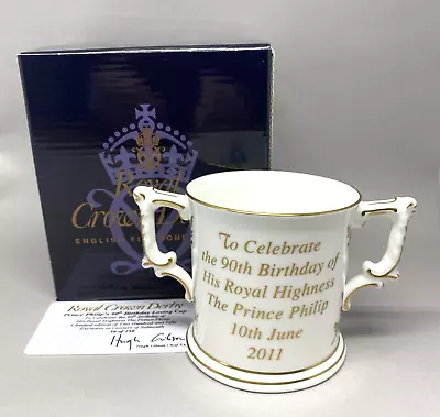 Buy Royal Crown Derby Fine Bone China Loving Cup - Prince Philip's 90th Birthday • 45£