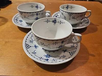 Buy 3x FURNIVALS DENMARK BLUE AND WHITE TEA CUP SAUCER • 22£