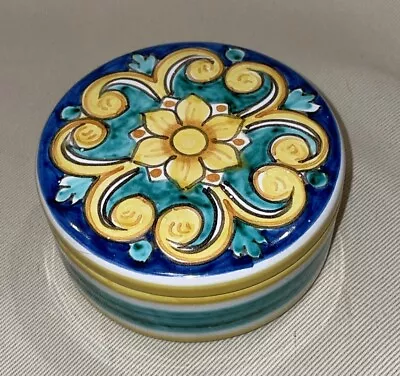 Buy Mexican Talavera Pottery Round Trinket Box Dish Jewelry Floral Flowers Colorful • 18.02£