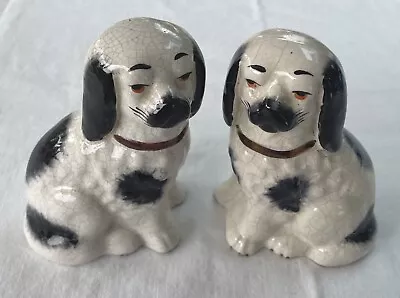 Buy Pair Of Small Antique Victorian King Charles Spaniel Ceramic Dogs (h: 9.5cm) • 16£