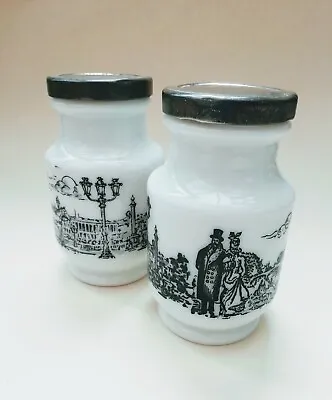 Buy Milk Glass Vintage Lidded Mustard Jar Pot Victorian Scene X 2 • 14.99£