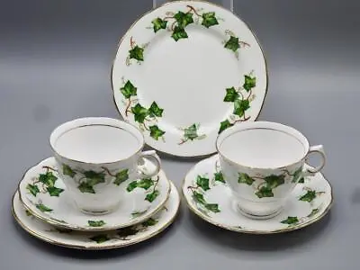 Buy COLCLOUGH IVY LEAF Pair Of TRIOS Of TEA CUP, SAUCER & PLATE - 1st Quality • 14£