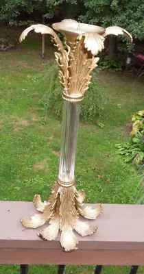 Buy Vintage John Richard Art Deco Brass & Leaded Crystal Pillar Candle Holder • 289.26£