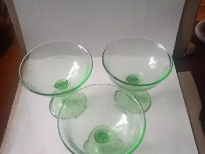 Buy 3 Green Depression Glass Stemmed Sherbet Dessert Dishes • 24.01£