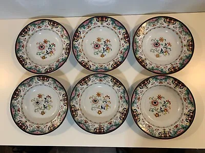 Buy Antique Ridgeway “Oude” Pattern Ironstone Oriental Floral Set Of 6 Rimmed Bowls • 402.57£
