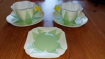 Buy Shelley China Dainty Apple Green Star Flower Handle Tea For 2 1930s • 275£
