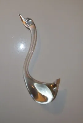 Buy Vintage Art Clear Glass Swan Bird Figurine Heavy Well Done Hand Blown VNVC • 9.41£