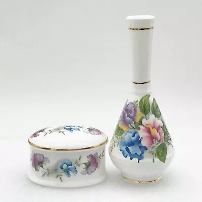 Buy Vintage Fenton Small Vase And Lidded Trinket Box / Pot Floral • 12.99£