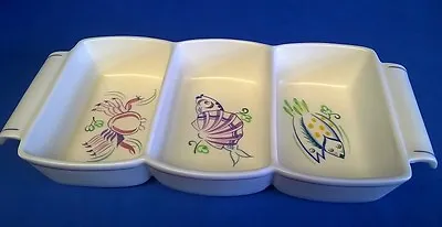 Buy Poole Pottery E/kua Seafood Pattern 3 Section Hors D'oevres Dish Crab Fish Shell • 29.99£