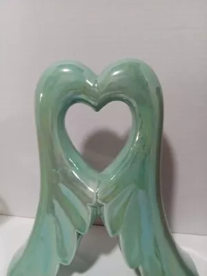 Buy Pottery Green Swans Kissing 7  X 8.5  Glass Porcelain Vintage Mid Century • 21.34£