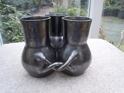 Buy Large Vintage Dicker Triple Pot Pottery Pewter Fashioned Terracotta 5inch Tall • 29.50£