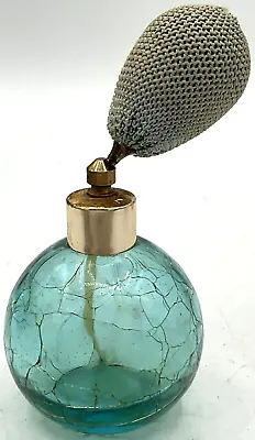 Buy Vintage Teal Blue Crackle Glass Atomizer Made In Austria Perfume Bottle Cosmetic • 56.88£