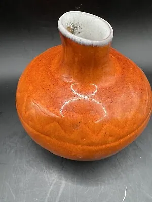 Buy Vintage Canadian Studio Pottery MCM Orange Glazed Pottery Bud Vase 70s • 14.20£