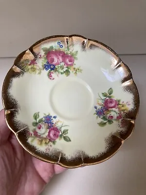 Buy EB Foley 1850 Bone China Yellow Sauce Plate With Pink Rose And Blue Flowers 5.5” • 8.98£