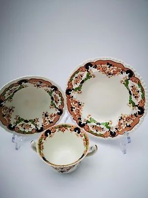 Buy Vintage John Maddock & Sons England Royal Vitreous Bombay Floral Plate,bowl& Cup • 10£