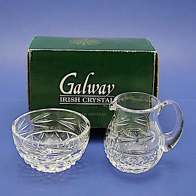 Buy Galway Leah Irish Crystal Glass Sugar & Cream Set - Jug & Bowl (BNIB) • 19.99£