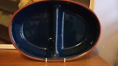 Buy Large Dark Blue Oval Divided Serving Dish Similar To Denby 30.4cm VGC • 8£
