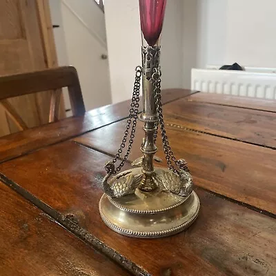 Buy Victorian Silver Plate And Cranberry Glass Epergne • 160£