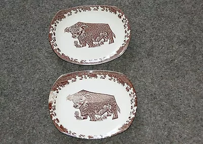 Buy English Ironstone Beefeater Pattern Brown Cow Two  Dinner Plates  27 Cms Across • 6£