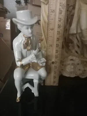 Buy Porcelain Antique Vintage German Figurine Gold Man Chair Grafenthal Doll House • 33.17£