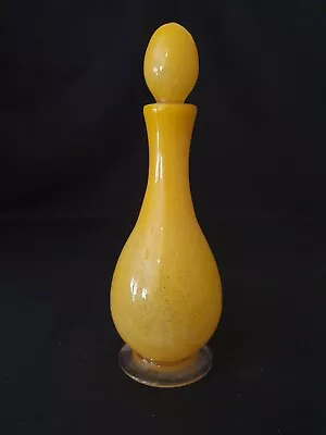 Buy Vintage Mottled Yellow Cased Glass Bottle Vase Italian / Scandinavian 23cm • 9.99£