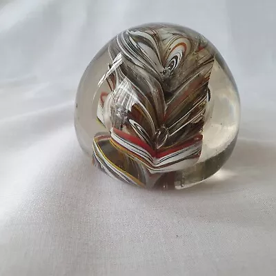 Buy Small Glass Blown Paper Weight Round Brown/Multi Coloured  2.5  Tall • 14.99£
