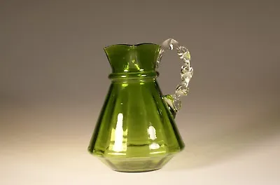 Buy Victorian Glass Dark Green Pitcher With Applied Handle C.1890 • 77.20£