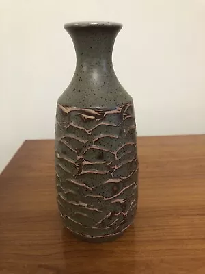Buy Handsome Vintage Purbeck Pottery Stoneware Vase Impressed Texturing Paper Label • 10£