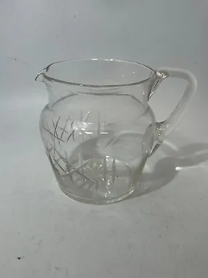 Buy Unmarked Crystal Glass Jug Round Water Pitcher Etched Medium 6 X7   Vintage #RA • 5.45£