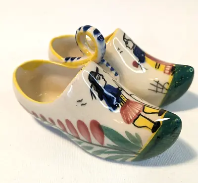 Buy Vintage Antique French Henriot Quimper Pottery Clogs Hand Painted • 8£
