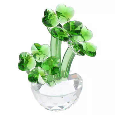 Buy White Crystal Ornament Office Potted Plant Glass Flower Figurine • 14.59£