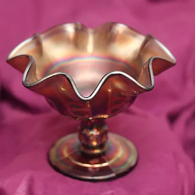 Buy A Quite Rare DUGAN Coin Spot Carnival Glass Compote In Electric Amethyst Colour  • 12£