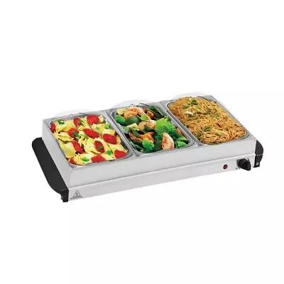 Buy Buffet Warmer Food Server Hot Plate 3 Tray Adjustable Temp 200W Chafing Dish • 28.95£