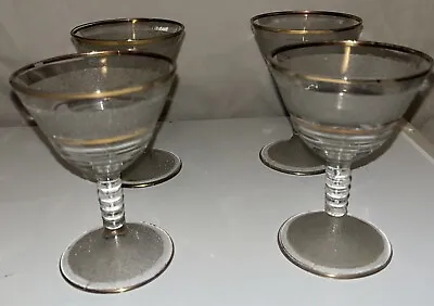 Buy 1940s Vintage Gold Lipped Cocktail Glasses Set Of 4 • 19.18£