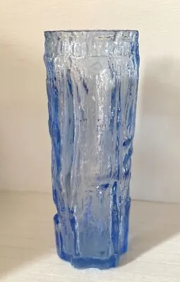 Buy Vintage Blue Bark Effect Whitefriars Style Glass Vase • 11.99£