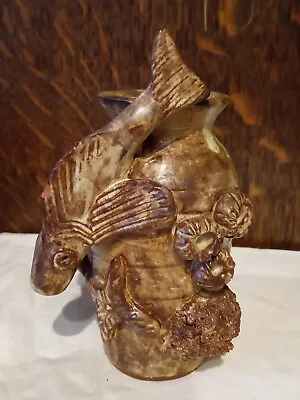 Buy Fish On Vase By Christopher Crete Studio Pottery Koi Sea Coral Starfish • 8£