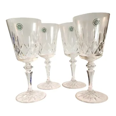 Buy Galway Irish Crystal 24% Lead Crystal Baldmore Design Set Of 4 Wine Glasses 1982 • 44.65£