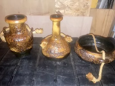 Buy Dümler & Breiden Rope Vase Bowl Jug Brown Fat Lava Germany • 10£