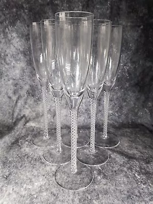 Buy Set Of 6 Tall Stuart Iona Crystal Champagne Flutes Swirl Twist Stem 12.5 Inches • 149.99£
