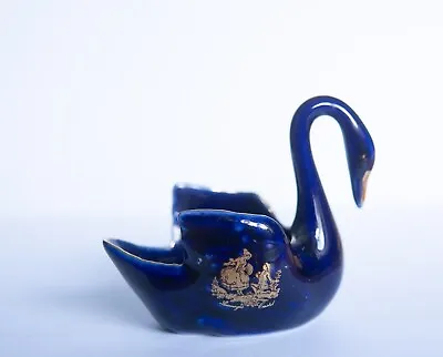 Buy Limoges Porcelain Swan Cobalt Blue And Gold Trinket Dish. Vintage • 12£