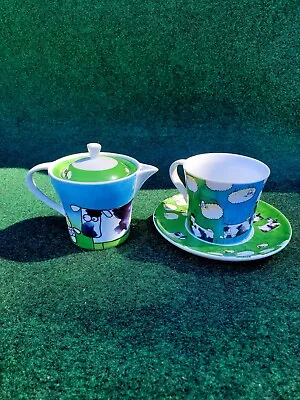 Buy Blarney Porcelain 3 Piece Tea Set Cow/Sheep Irish Fine China Made In Ireland  • 23.74£