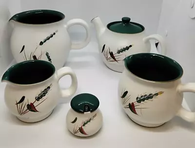 Buy Vintage Denby Pottery Tea Set Greenwheat Oven Proof Stoneware Teapot Jugs Sugar • 29.99£