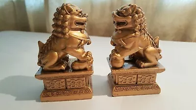Buy Pair Bronze Colour Chinese Feng Shui Foo / Fu Lion Dogs Temple, Small Size • 7.18£