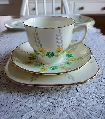 Buy Delphine Hand Painted China Tea Trio; Cup, Saucer & Plate, Pattern Number 1718 • 9.99£