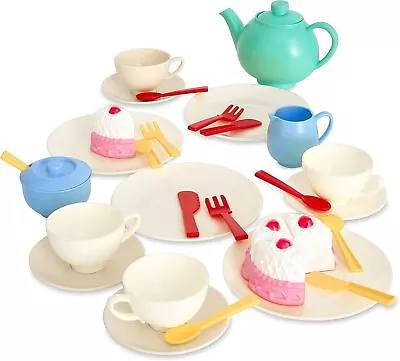 Buy Casdon 36-Piece Tea Set. Colourful Toy Playset With Teapot, Milk Jug, Cups • 8.55£