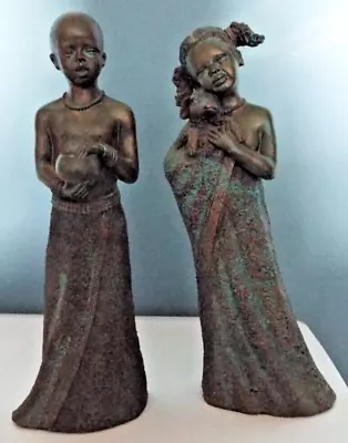 Buy PAIR OF AFRICAN POTTERY FIGURINES OF TRIBAL PEOPLE. 20 Cm X 7 Cm. • 4.99£