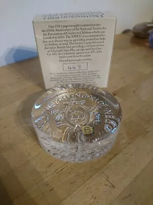 Buy Dartington Glass NSPCC 1884-1984 Paperweight FT2 - Boxed - Limited Edition 449 • 8.99£