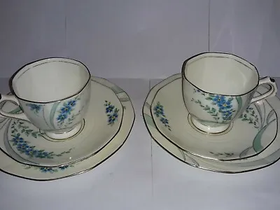 Buy Vintage Tuscan Bone China 2 X Tea Setting Blue Floral Pattern. • 11.50£