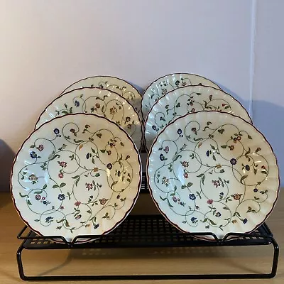 Buy 6 Staffordshire Tableware Oakwood 7” (18cm) Floral Red Rim Cereal Dessert Bowls • 15.95£