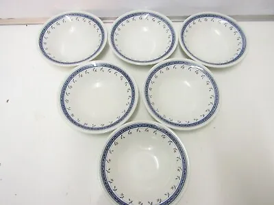 Buy Staffordshire Tableware Blue Floral Cereal/ Fruit Bowls  Vintage Set Of 6 (H) • 11.99£